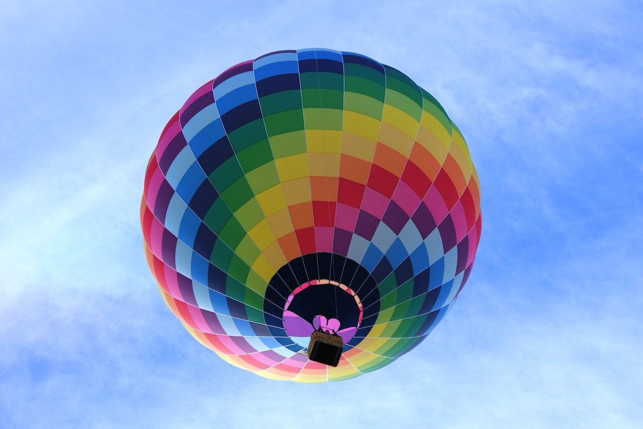 Image of a multi coloured hot air balloon